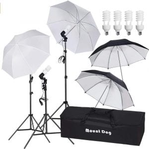 MountDog 33” Photography Umbrella Continuous Lighting Kit