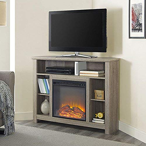 Wood Corner Highboy Fireplace TV Stand